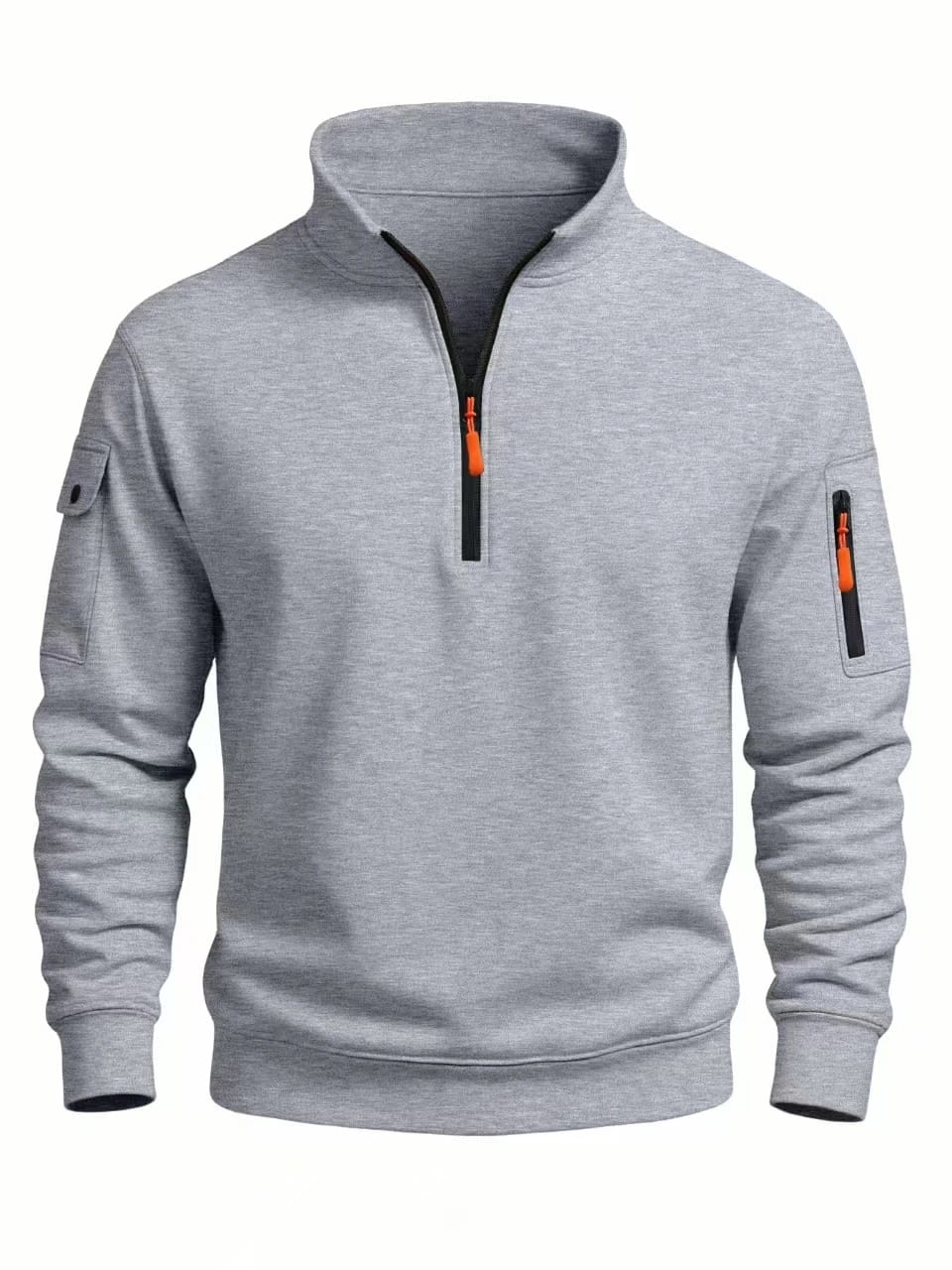 Buzo de hombre nuevo otoño invierno 2025, casual deportivo, manga larga, cuello alto con medio cierre, cortavientos.